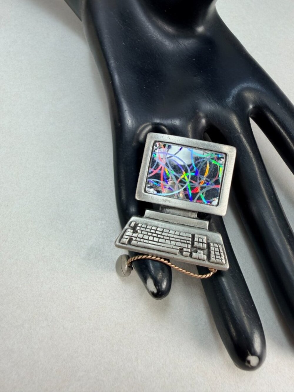 Computer with hologram & mouse Signed JJ Jonette Jewelry